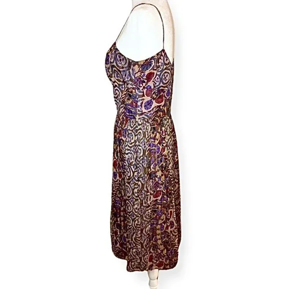 David Meister Floral Golden Thread Spaghetti Strap Cocktail Dress Size 4 - Picture 2 of 12